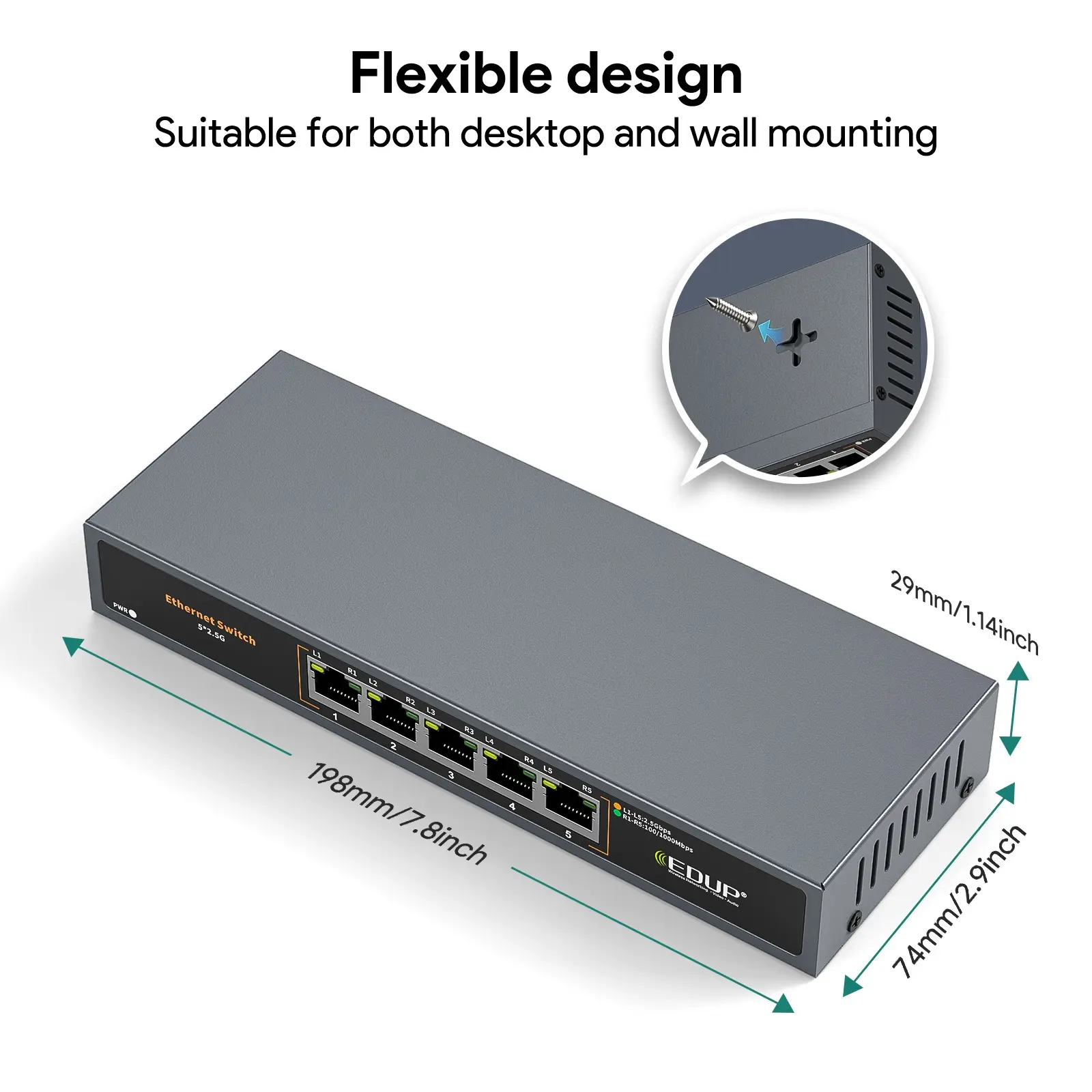 EDUP EP-SG7821 5-Port 2.5 Gigabit Ethernet Switch