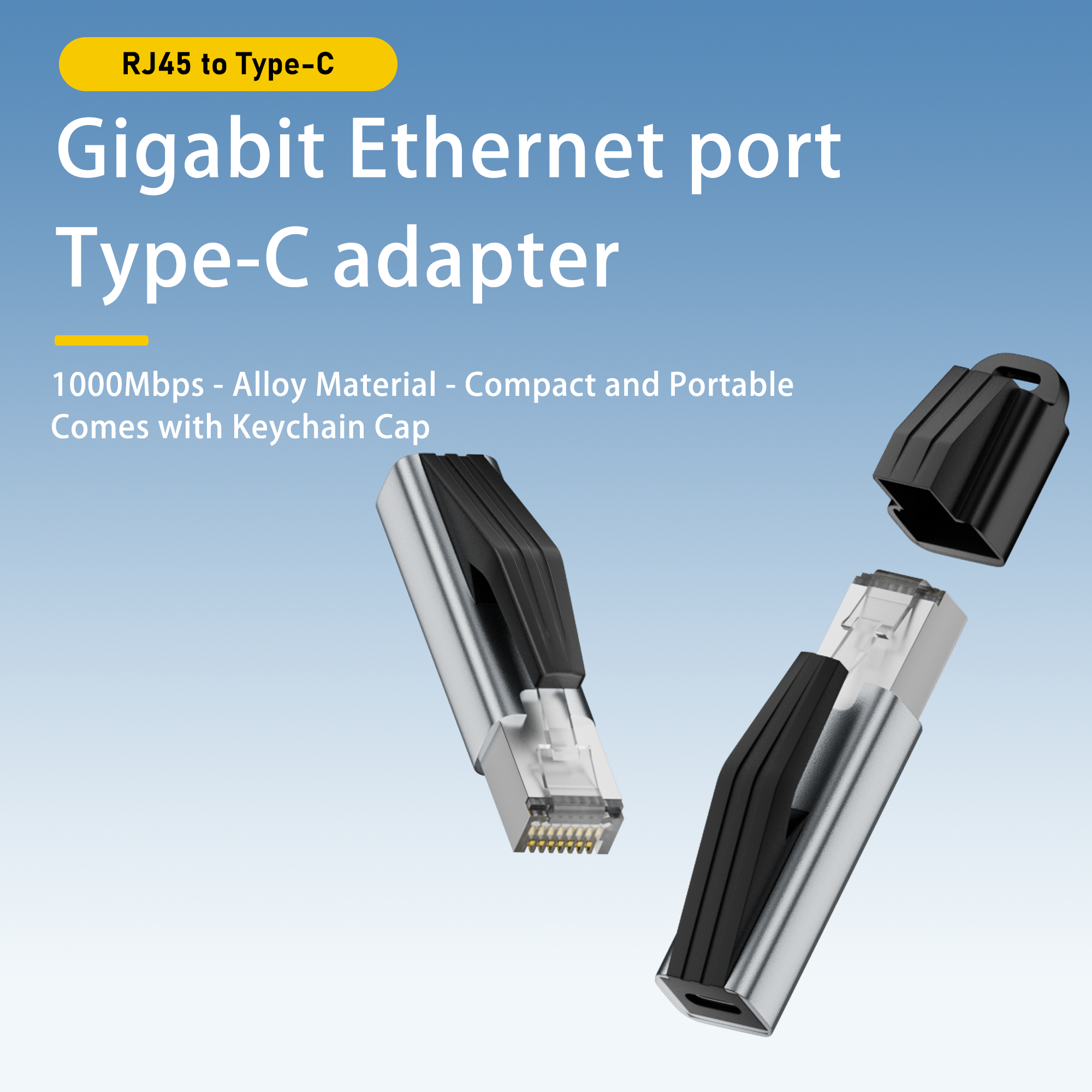 USB C to Ethernet Adapter Type-C Female to RJ45 Male Adapter Portable 1Gbps Gigabit Network Card for for Laptops and Phone