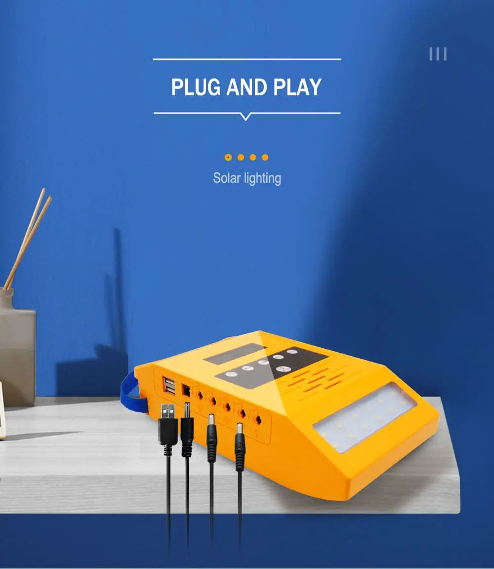 Power-Solution 20W Portable Mini Solar Power System for Home Electricity Generating and LED Indoor Lighting Kits