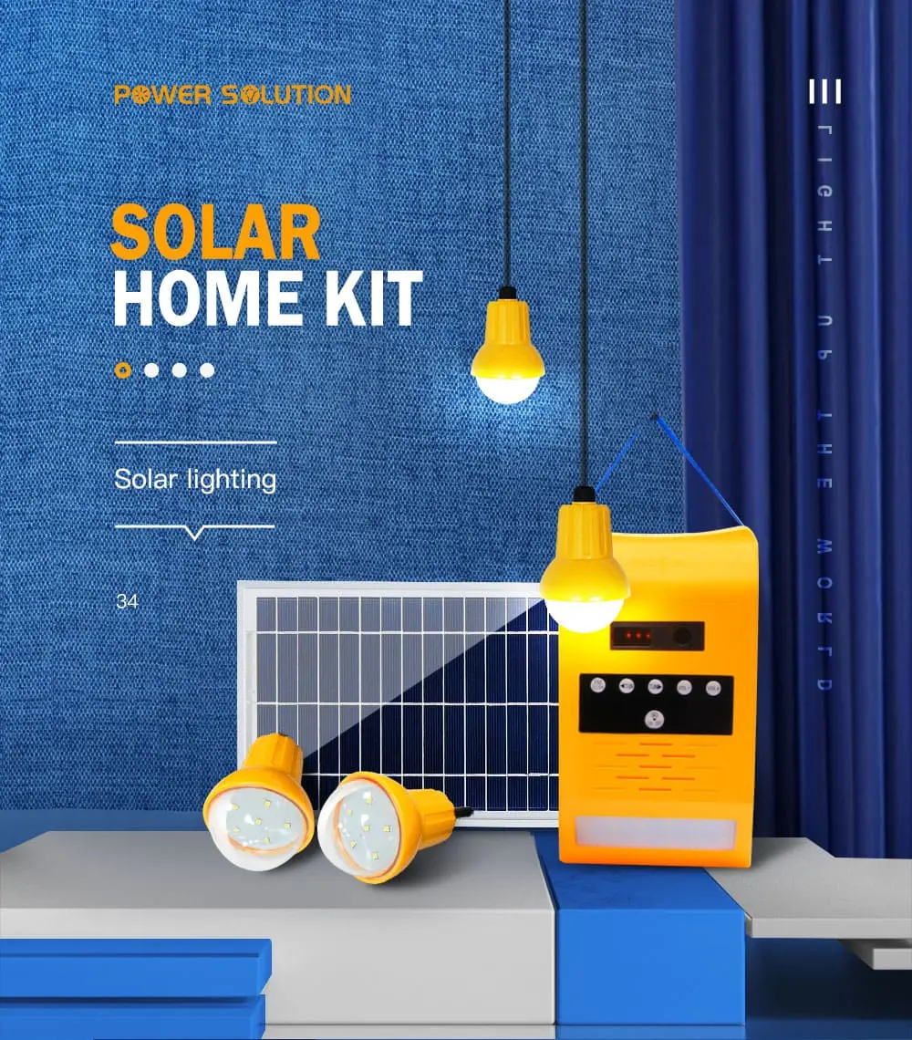 Power-Solution 20W Portable Mini Solar Power System for Home Electricity Generating and LED Indoor Lighting Kits