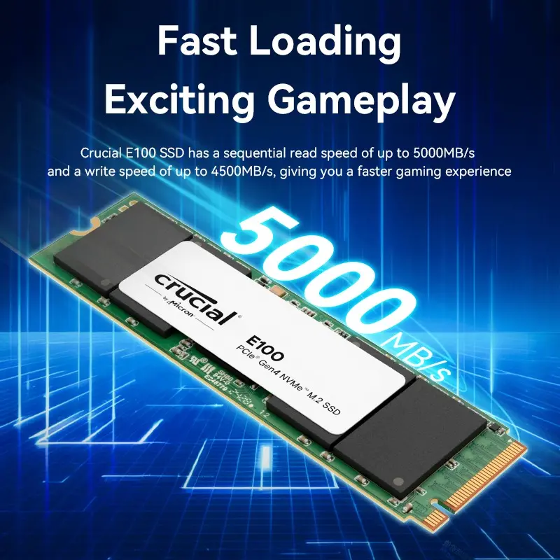 Crucial E100 1TB PCIe 4.0 Gen4 2280 NVMe M.2 SSD